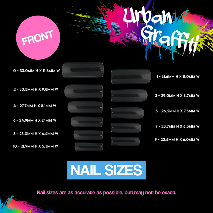 Urban Graffiti JP-014 Squoval Nail Tips - Transparent - 550   Naio Nails