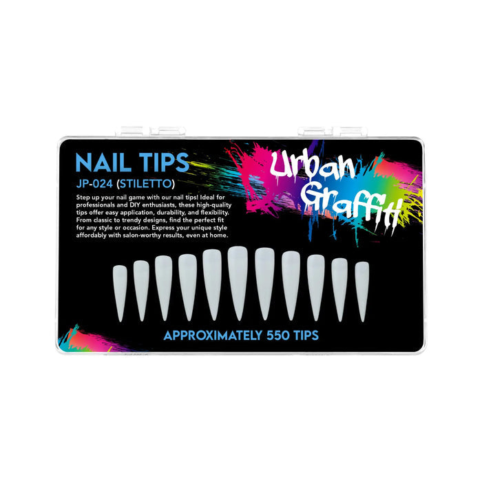 Urban Graffiti JP-024 Stiletto Nail Tips - Natural - 550   Naio Nails