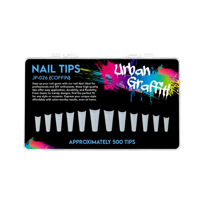Urban Graffiti JP-026 Coffin Nail Tips - Natural - 500   Naio Nails