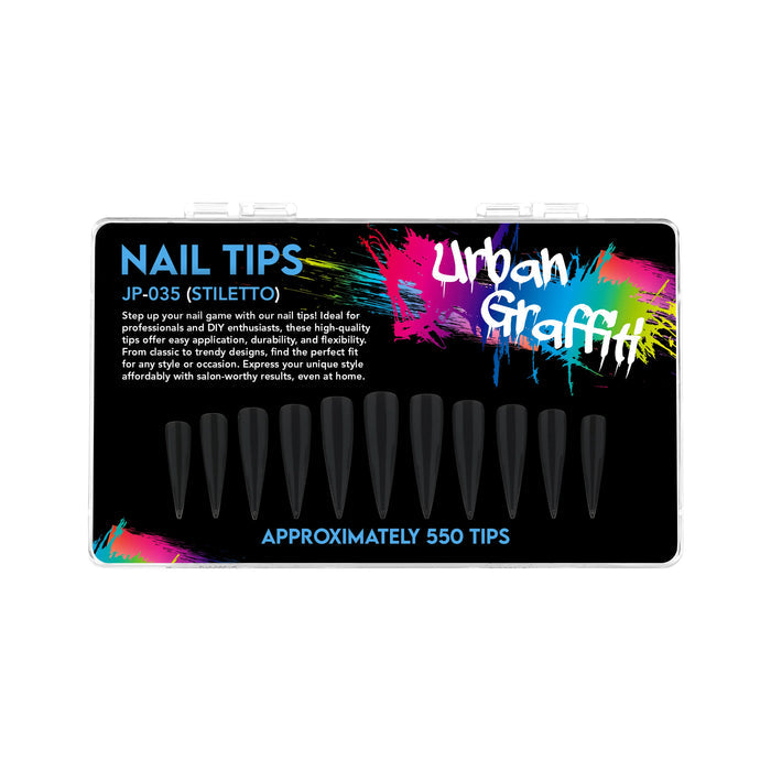 Urban Graffiti JP-035 Stiletto Nail Tips - Transparent - 550   Naio Nails