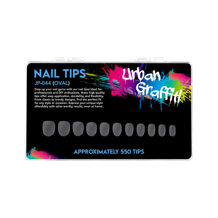 Urban Graffiti JP-044 Oval Nail Tips - Transparent - 550   Naio Nails