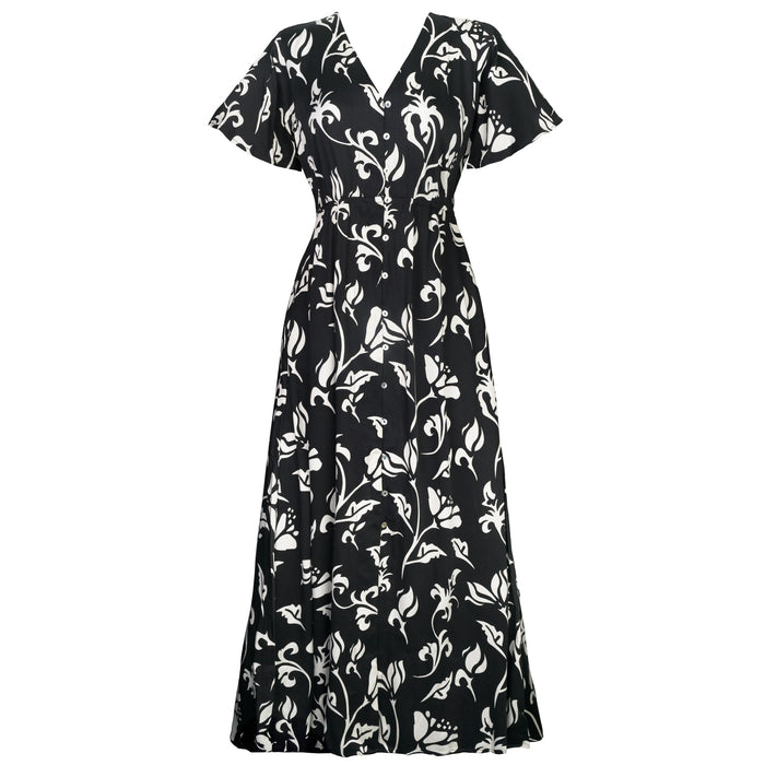 Vestido Mujer Reef Cierre Botones Negro y Blanco