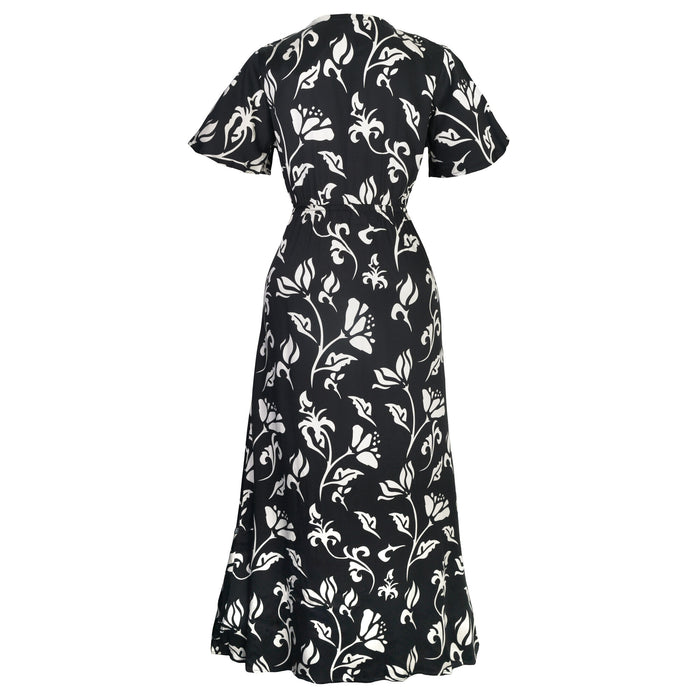 Vestido Mujer Reef Cierre Botones Negro y Blanco