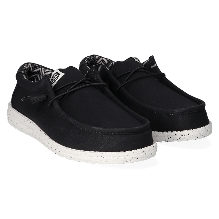 Wally Canvas Heren Instappers Black/White