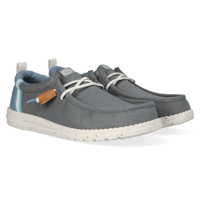 Wally Craft Linen Heren Instappers Monument Grey/Faded Denim