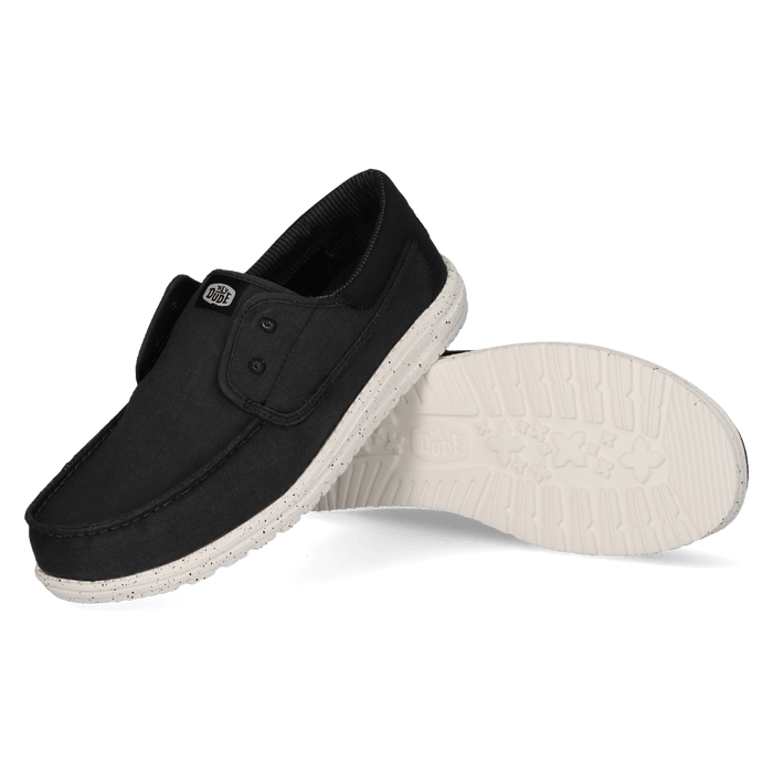 Wally Cru Stretch Canvas Heren Loafers Black/Black