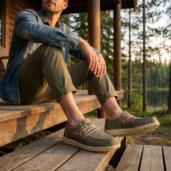 Wally Guard Stretch Sox Heren Instappers Burnt Olive/Multi