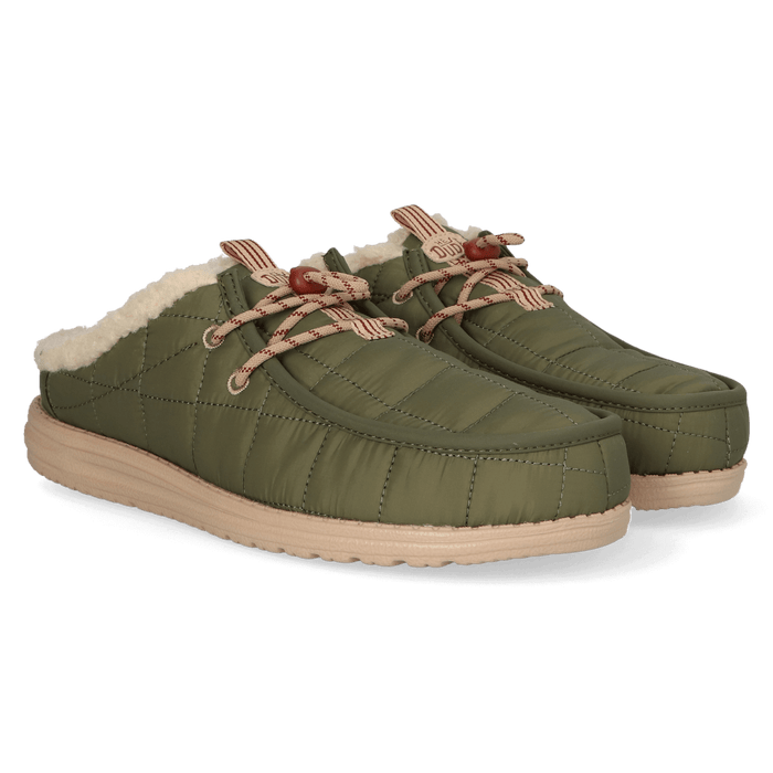 Wally Slip Camp Nylon Heren Instappers Burnt Olive/Sesame