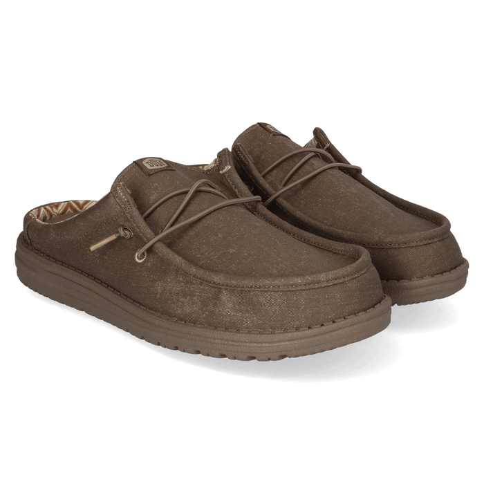 Wally Slip Canvas Heren Instappers Walnut