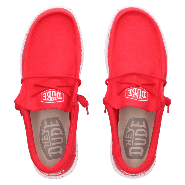 Wally Slub Canvas Heren Instappers Red