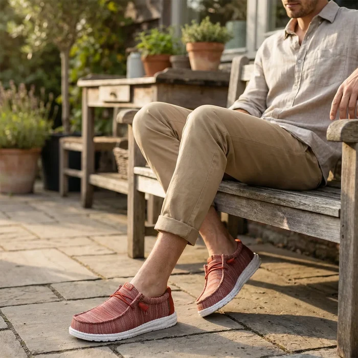 Wally Stretch Sox Heren Instappers Burnt Red/Multi