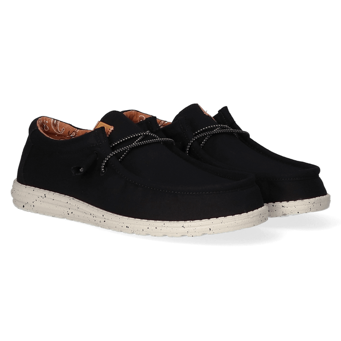 Wally Washed Canvas Heren Instapper Black