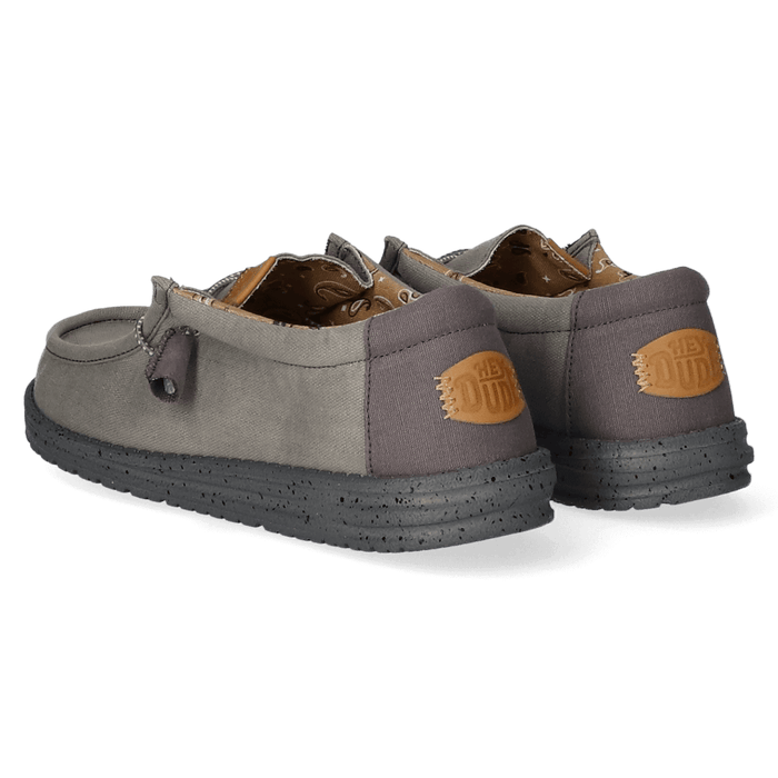 Wally Washed Canvas Heren Instapper Charcoal