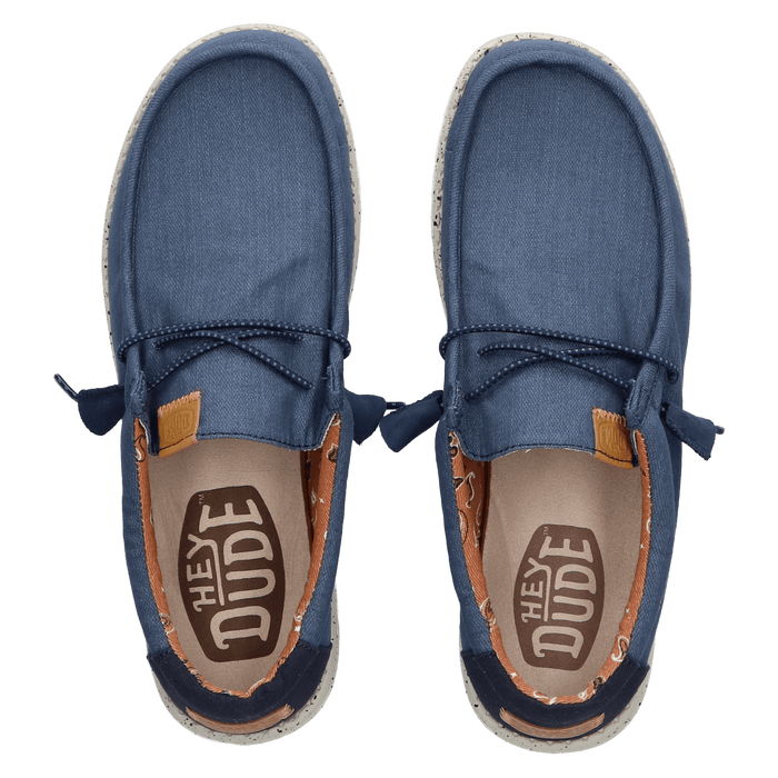 Wally Washed Canvas Heren Instapper Navy