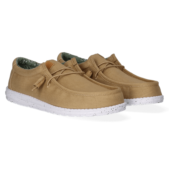 Wally Washed Canvas Heren Instapper Walnut