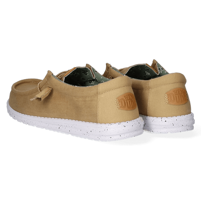Wally Washed Canvas Heren Instapper Walnut