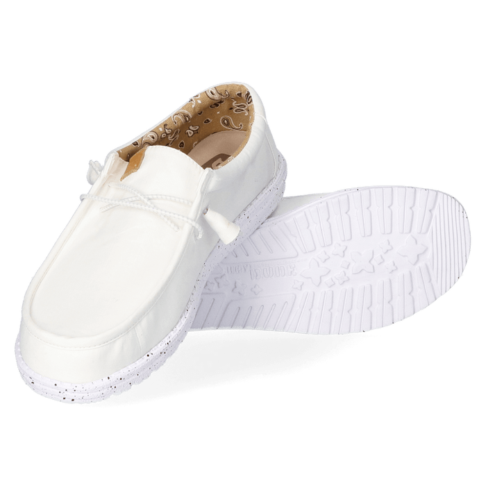 Wally Washed Canvas Heren Instapper White