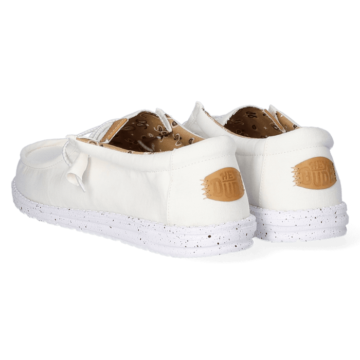 Wally Washed Canvas Heren Instapper White