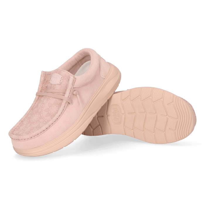 Wendy Comf Suede Lace Print Dames Instappers Rose Dust