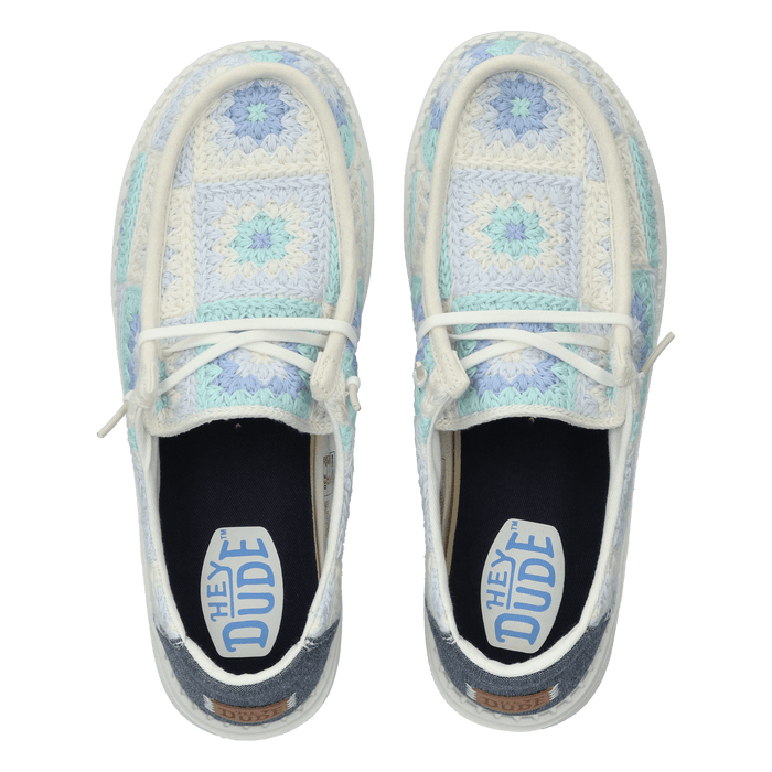 Wendy Cottage Crochet Dames Instappers Bay Blue/Multi