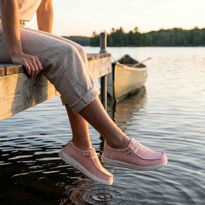 Wendy Crochet Lace Dames Instappers Pale Pink