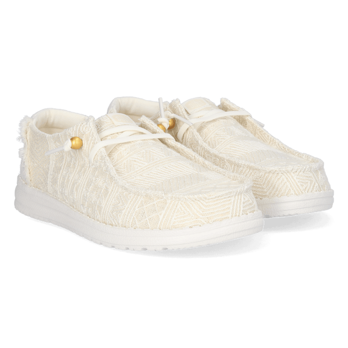 Wendy Crochet Lace Dames Instappers White/Gold
