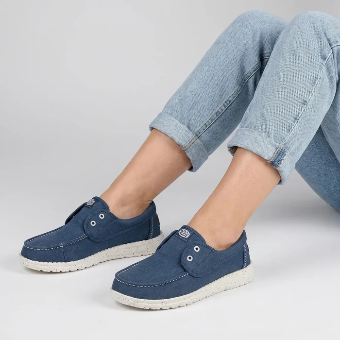 Wendy Cru Stretch Canvas Dames Loafers Ensign Blue