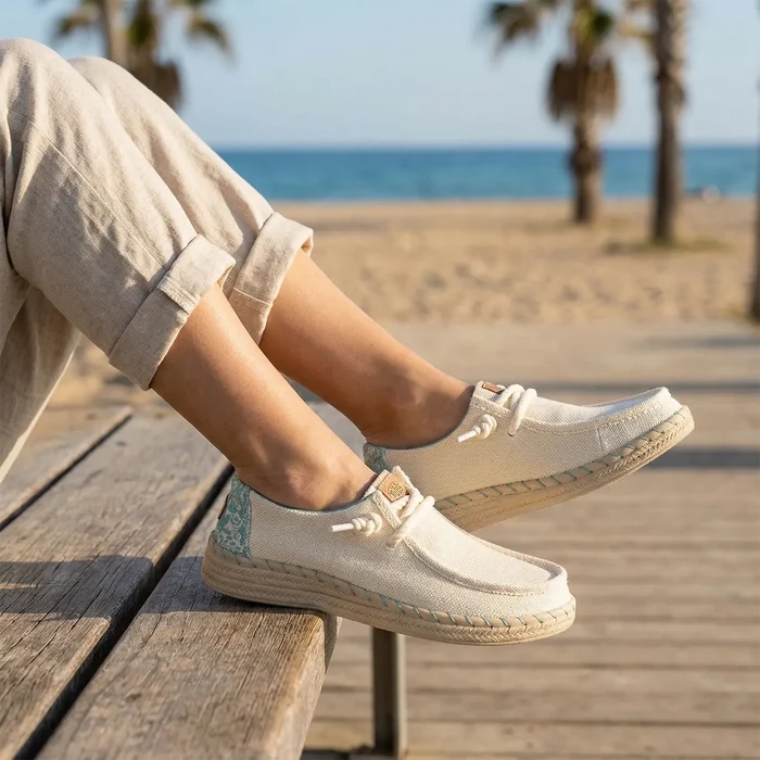 Wendy Espadrille Hibiscus Dames Instappers Egret/Multi
