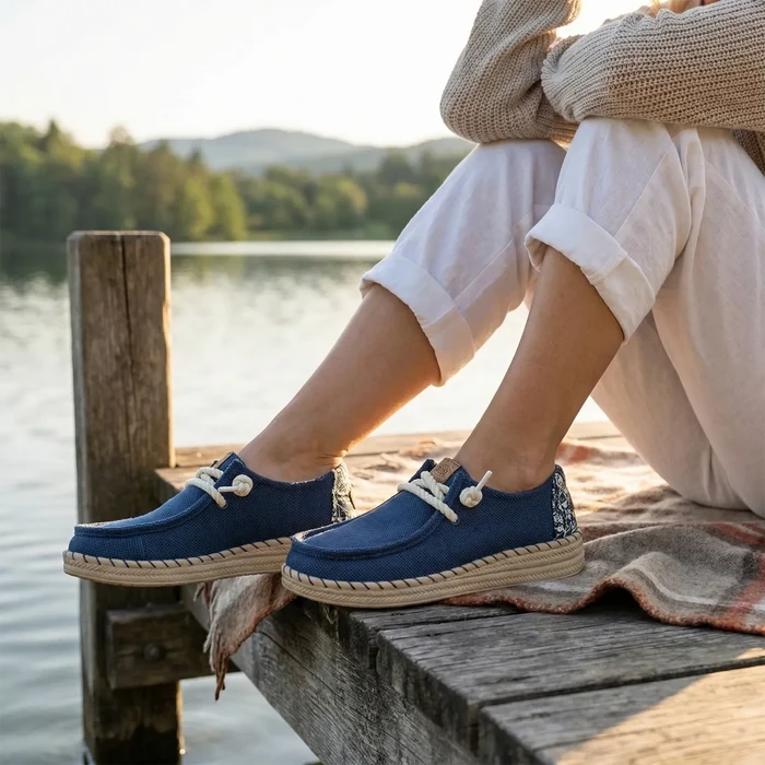 Wendy Espadrille Hibiscus Dames Instappers Ensign Blue/Multi