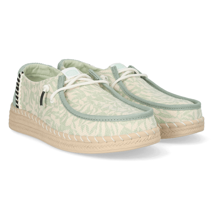Wendy Espadrille Retro Palm Dames Instappers Celadon Green/White