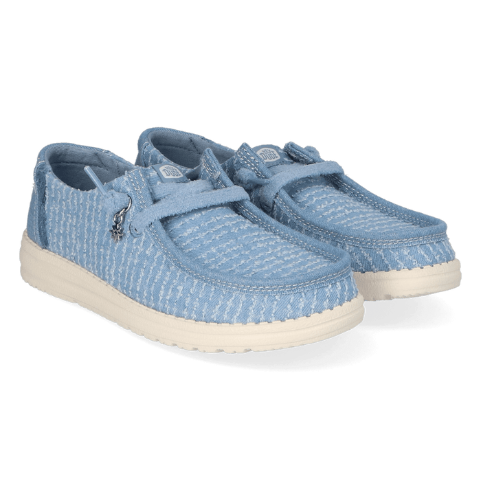 Wendy Frayed Canvas Dames Instappers Faded Denim