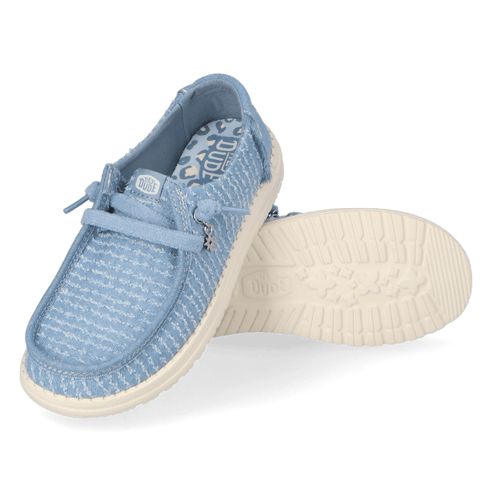 Wendy Frayed Canvas Dames Instappers Faded Denim