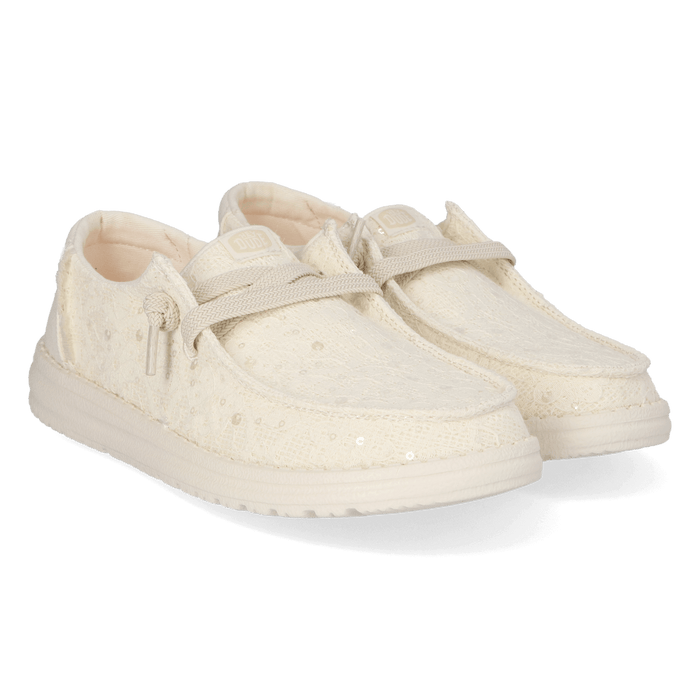 Wendy Sequin Lace Dames Instappers Ivory