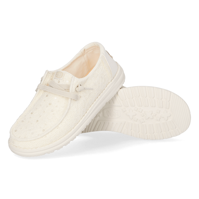 Wendy Sequin Lace Dames Instappers Ivory