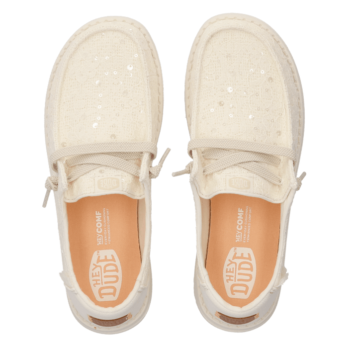 Wendy Sequin Lace Dames Instappers Ivory