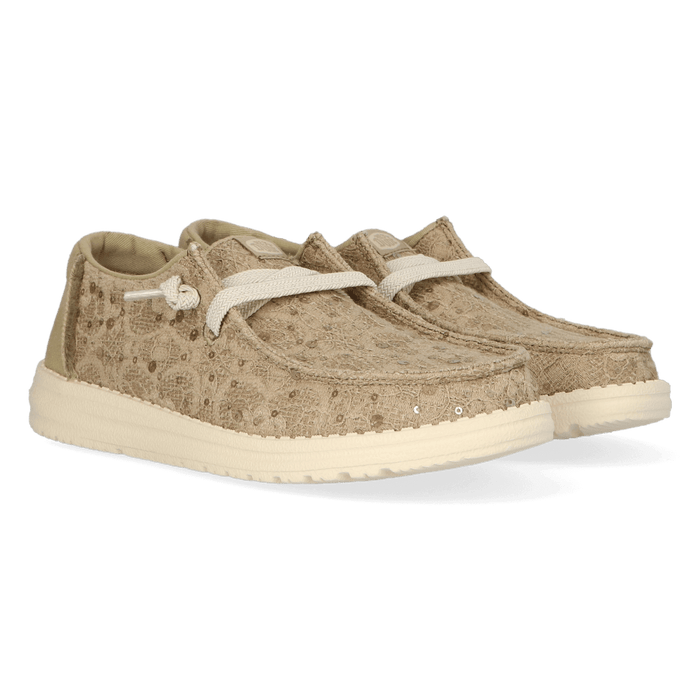 Wendy Sequin Lace Dames Instappers Olive Grey