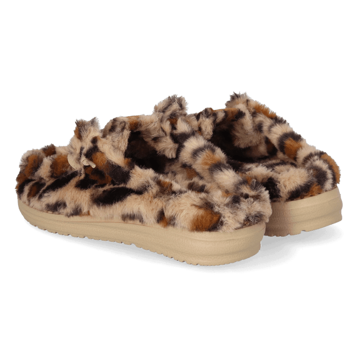 Wendy Slipper Leo Fur Dames Pantoffels Tan/Multi