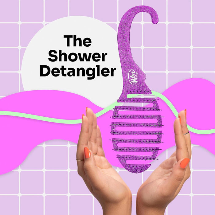 Wet Brush Shower Detangler Purple Glitter - ikatehouse