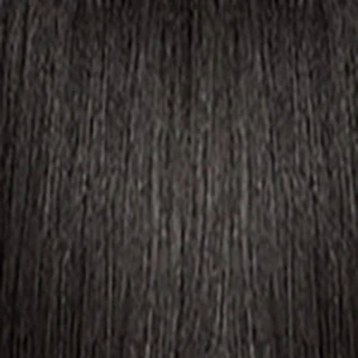 SENSATIONNEL lace front wig with 90s bangs in natural jet black straight hair close up texture