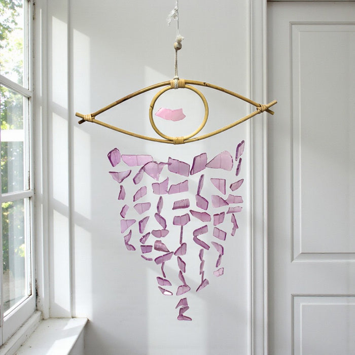 Windchime - Sea Glass, Evil Eye Purple