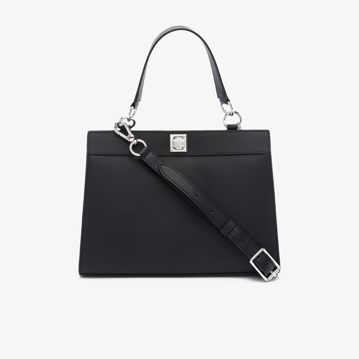 Women's Piqué-Effect Canvas Purse Black