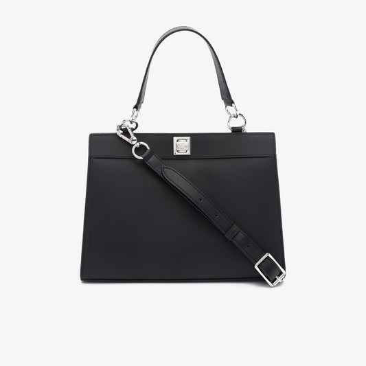 Women's Piqué-Effect Canvas Purse Black