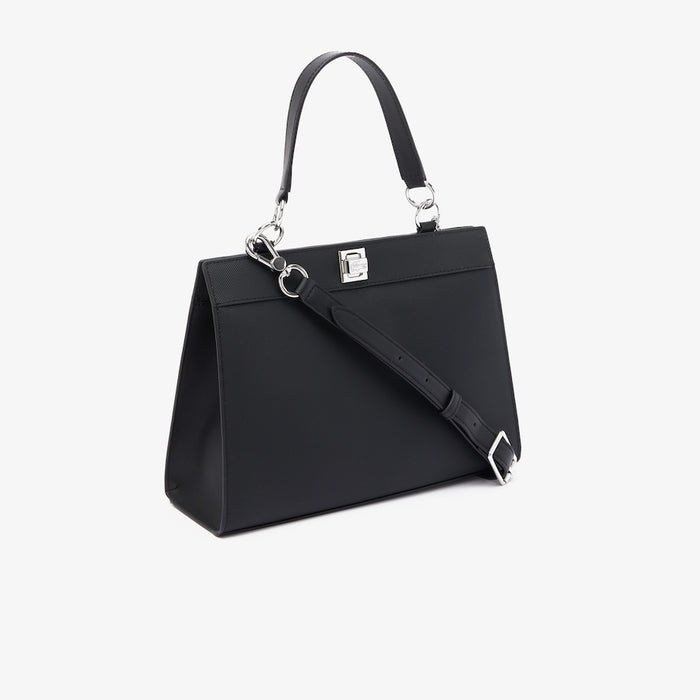 Women's Piqué-Effect Canvas Purse Black
