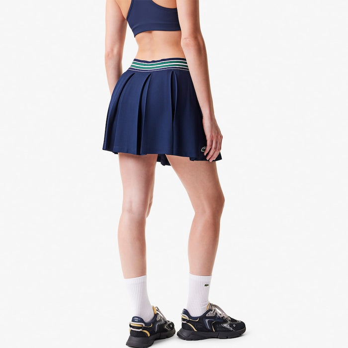 Women's Piqué Tennis Skirt with Built-In Shorts Navy Blue