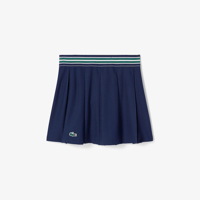 Women's Piqué Tennis Skirt with Built-In Shorts Navy Blue