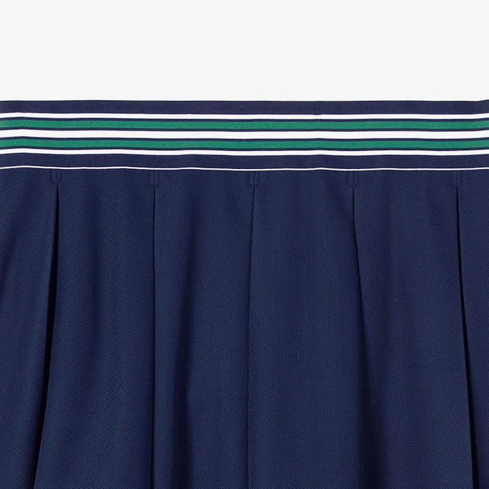 Women's Piqué Tennis Skirt with Built-In Shorts Navy Blue